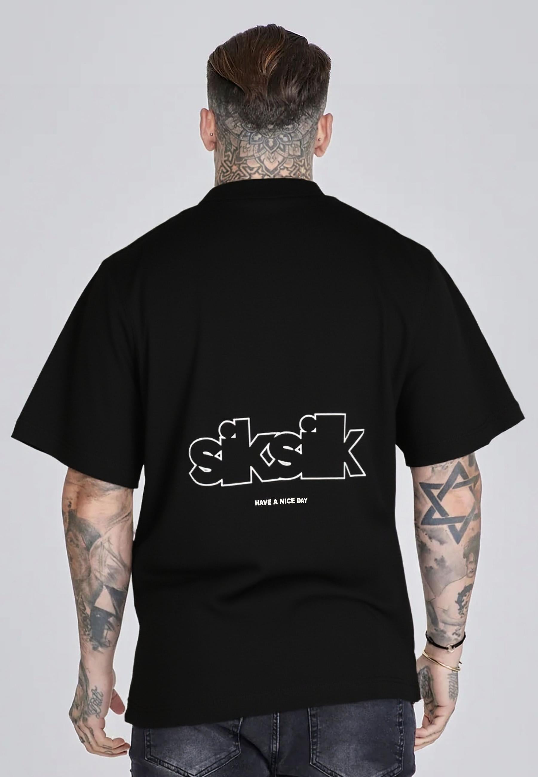 SikSilk Mens T-Shirt Black,Pink | SikSilk UK