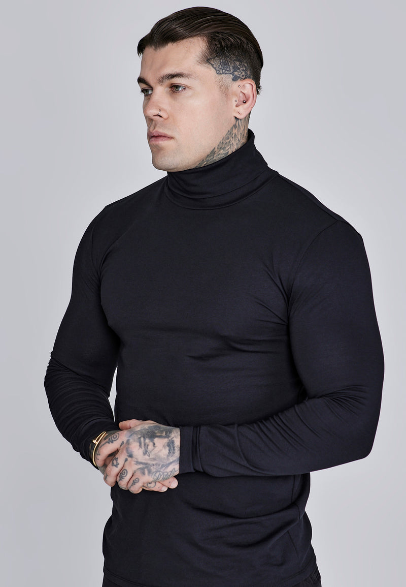 Black Roll Neck Top