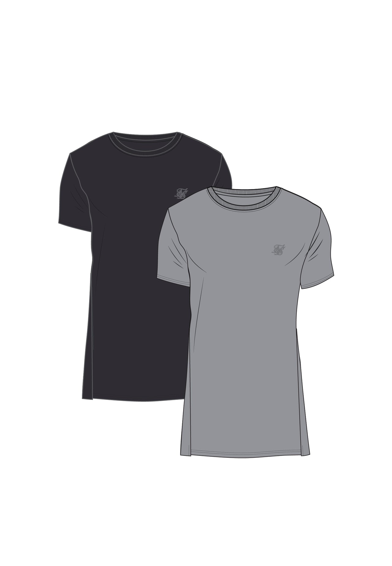 Black and Grey Pack of 2 Muscle Fit T-Shirts