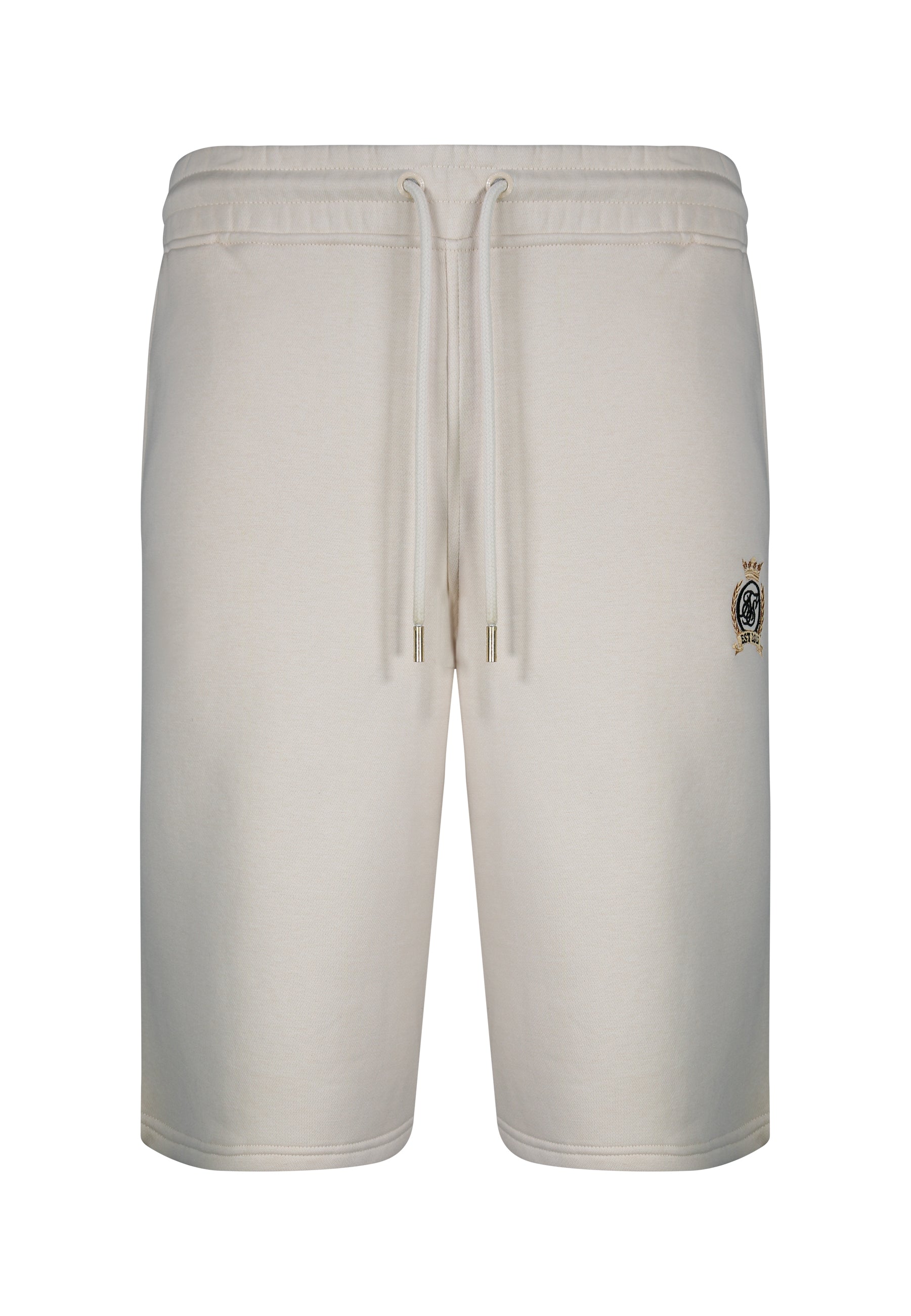 DIFFERENT IS OK Ribbed Cut-out シズニルック SikSilk Mens Ecru Crest Shorts | SikSilk UK