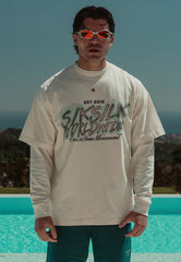 T-shirt z grafiką ecru