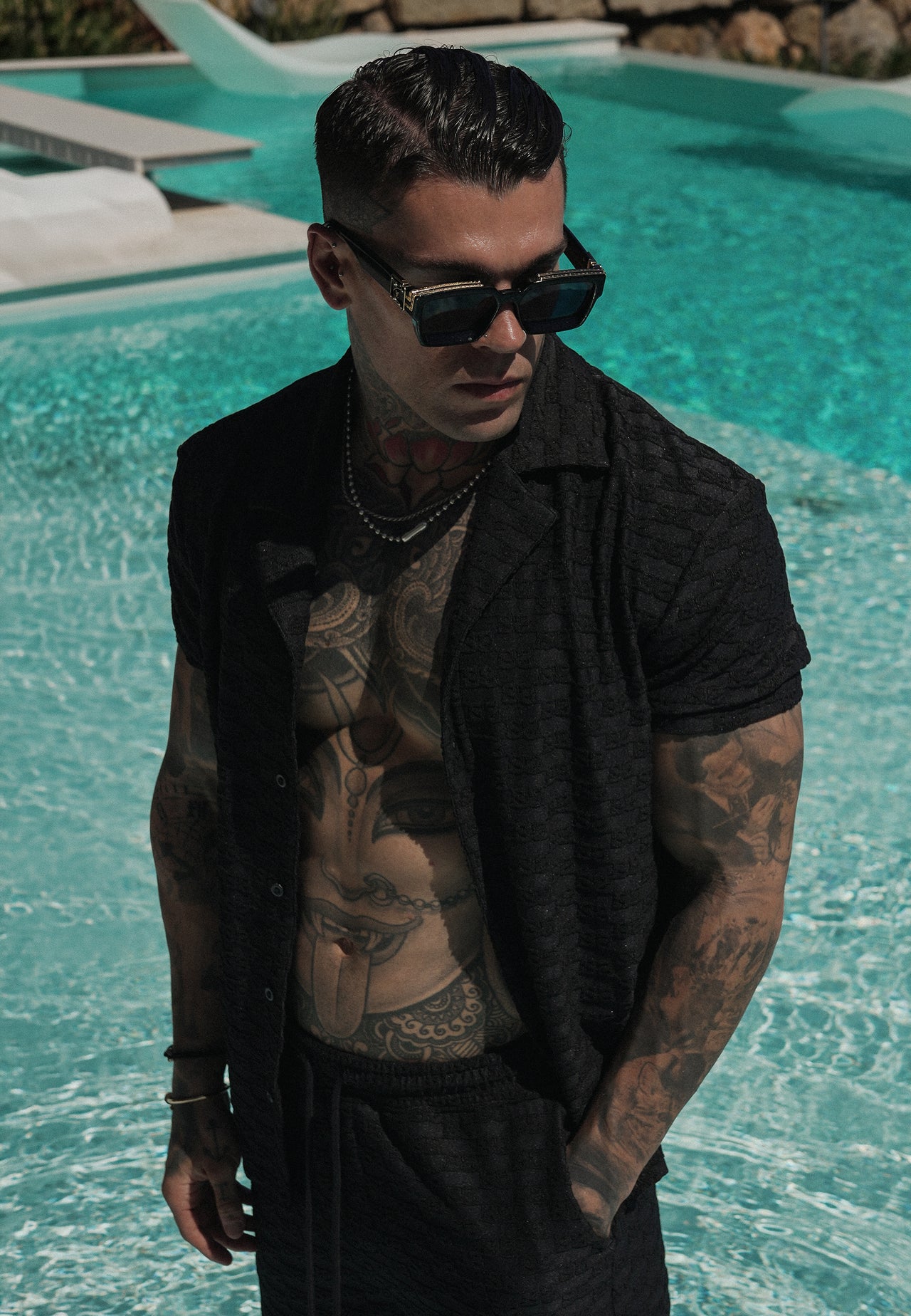 Black Towelling Shirt