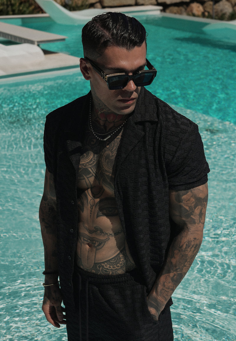 Black Towelling Shirt