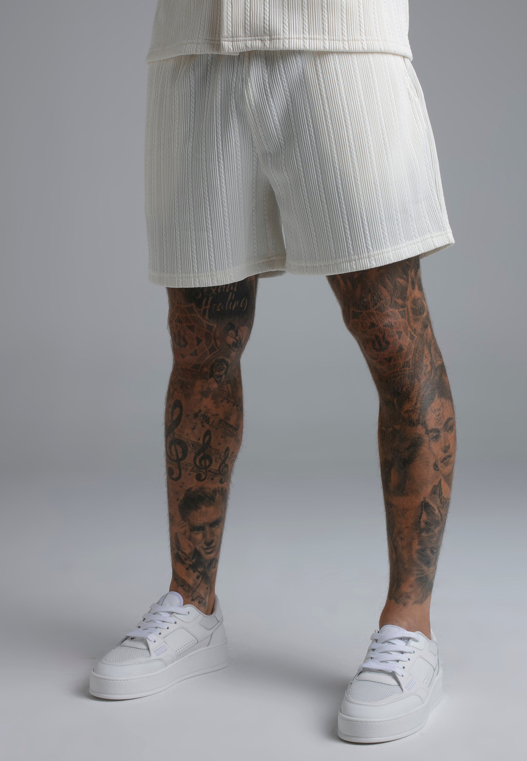 SikSilk Mens Ecru Textured Shorts | SikSilk US