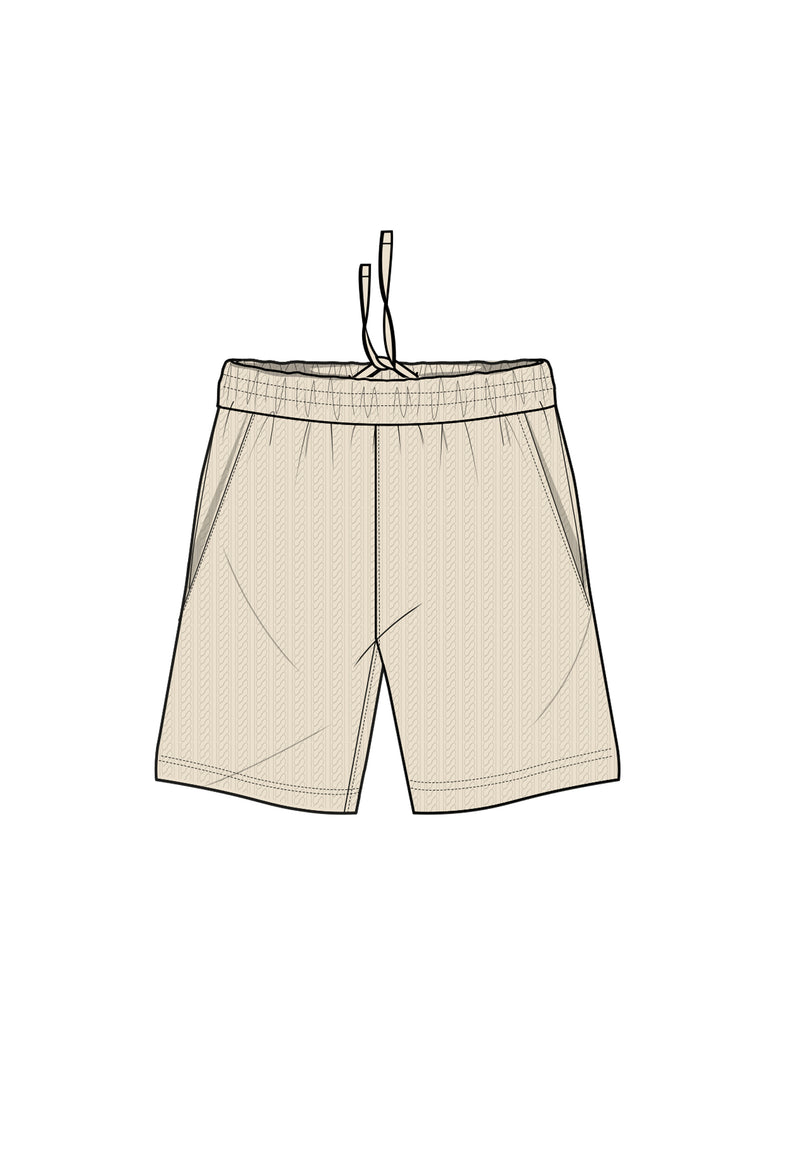 Ecru Textured Shorts