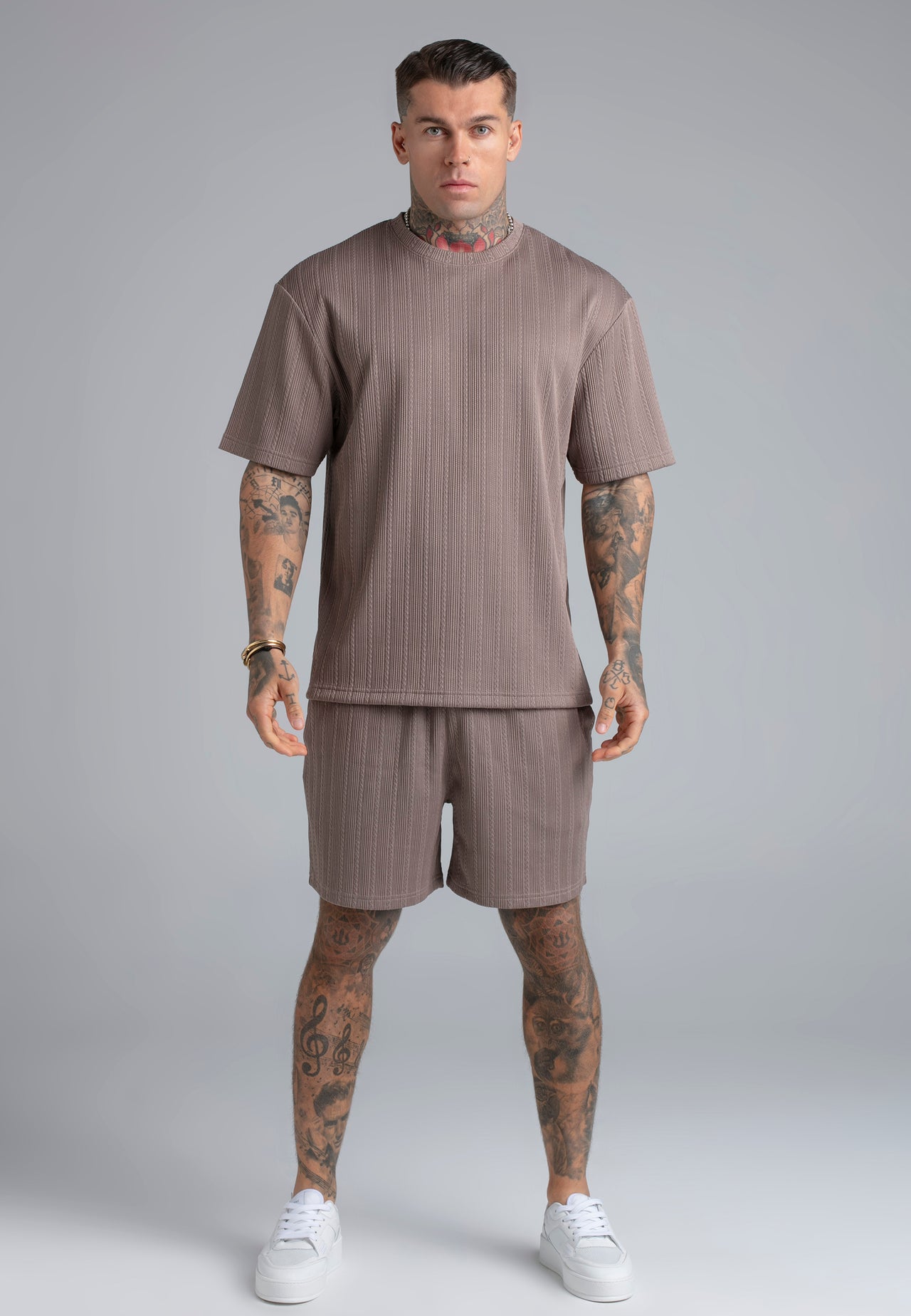 Brown Textured Shorts (1)