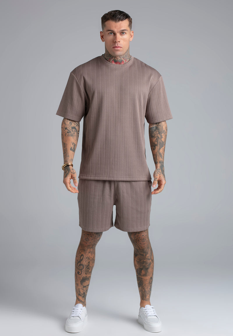 Brown Textured Shorts (1)