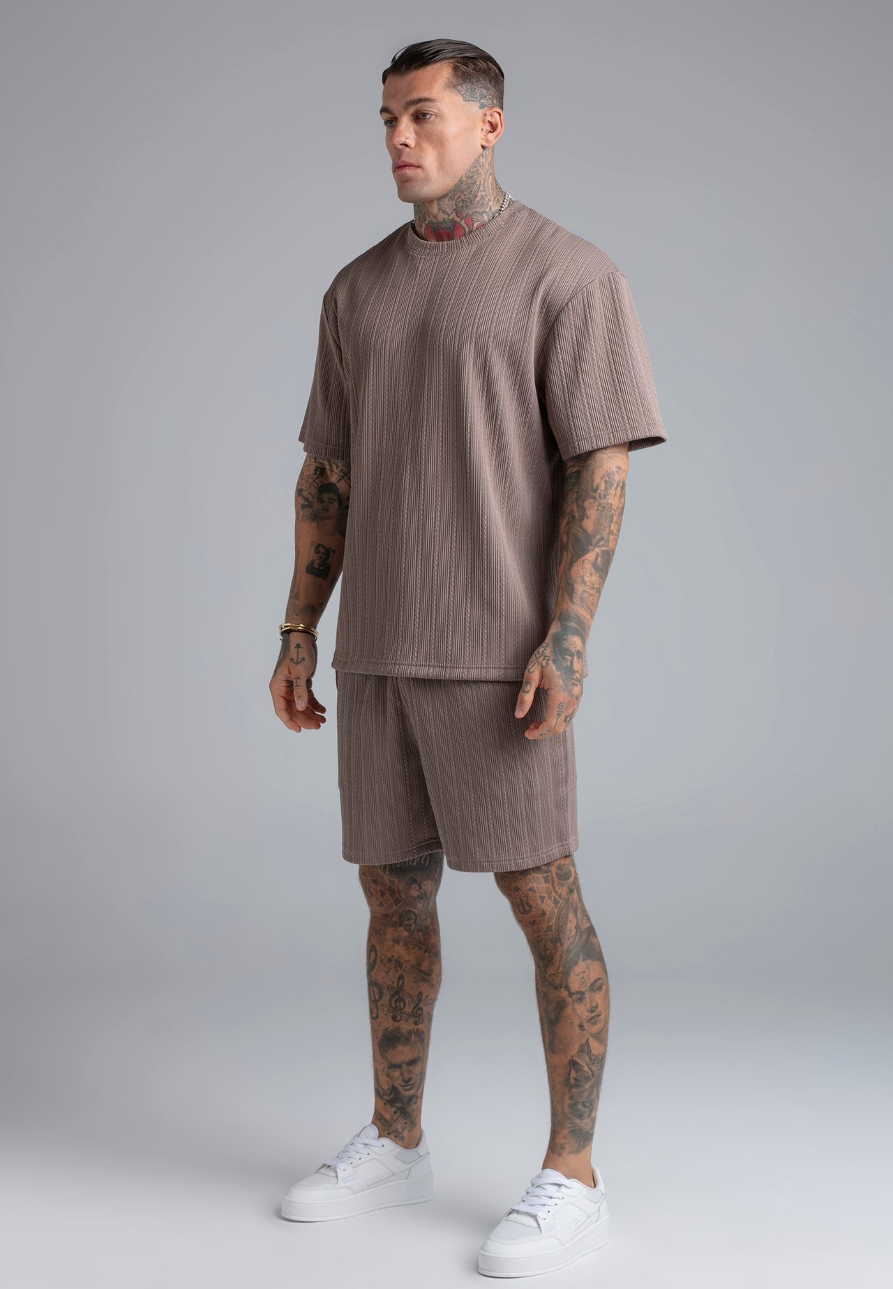 Brown Textured Shorts (3)