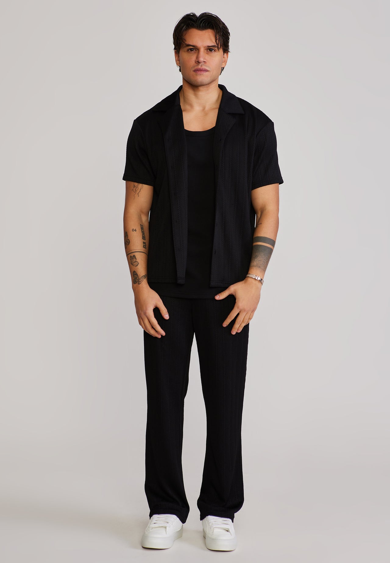 Black Textured Track Pants (1)