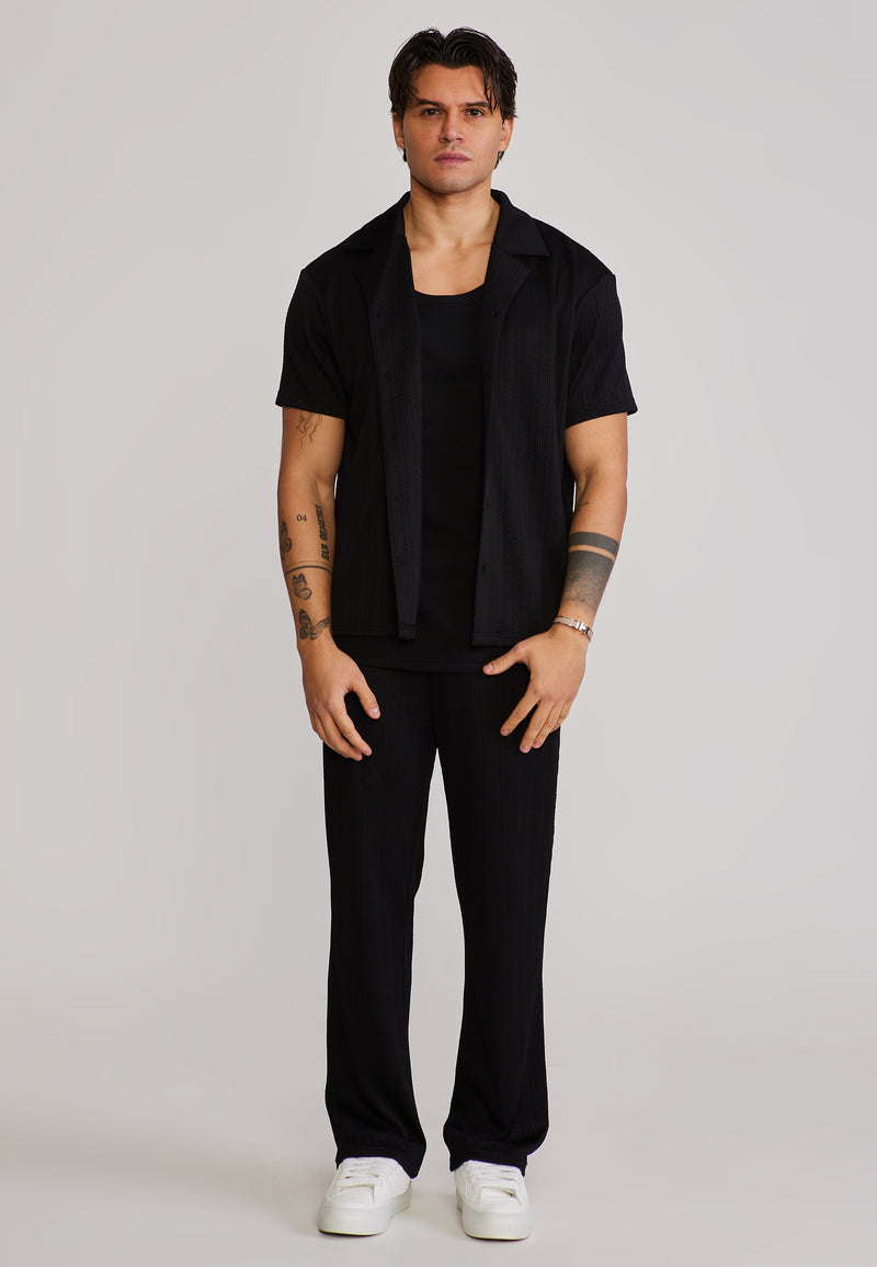 Black Textured Track Pants (1)