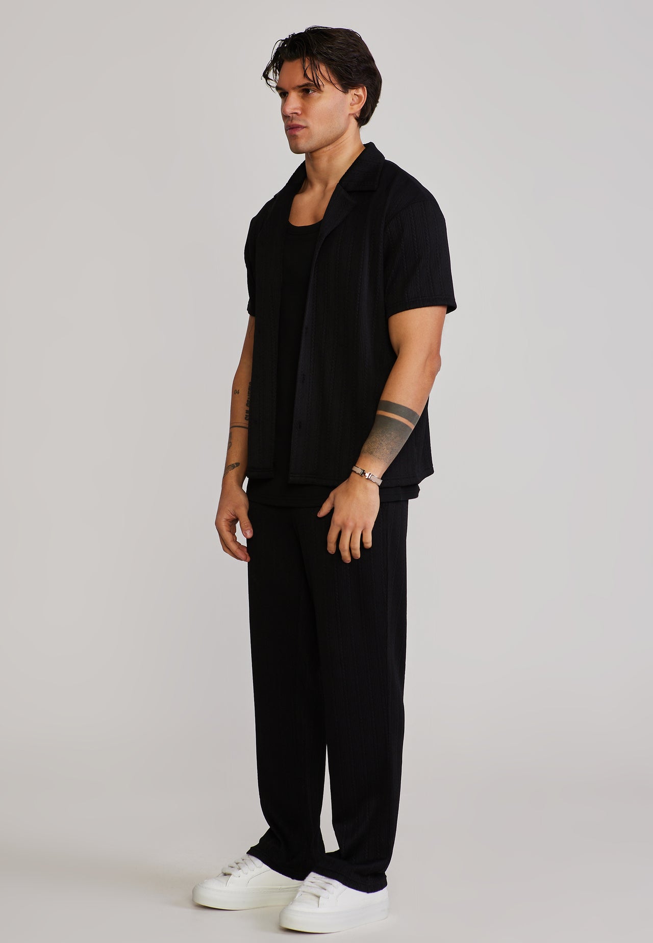 Black Textured Track Pants (3)