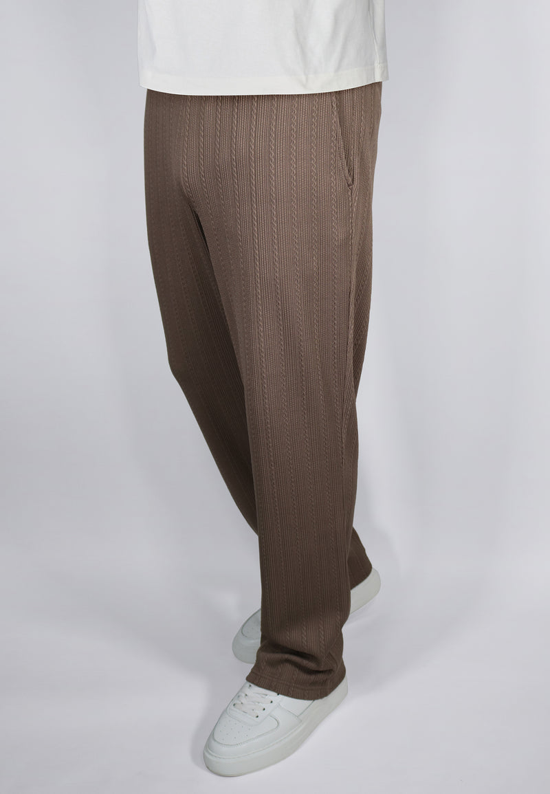 Brown Textured Track Pants