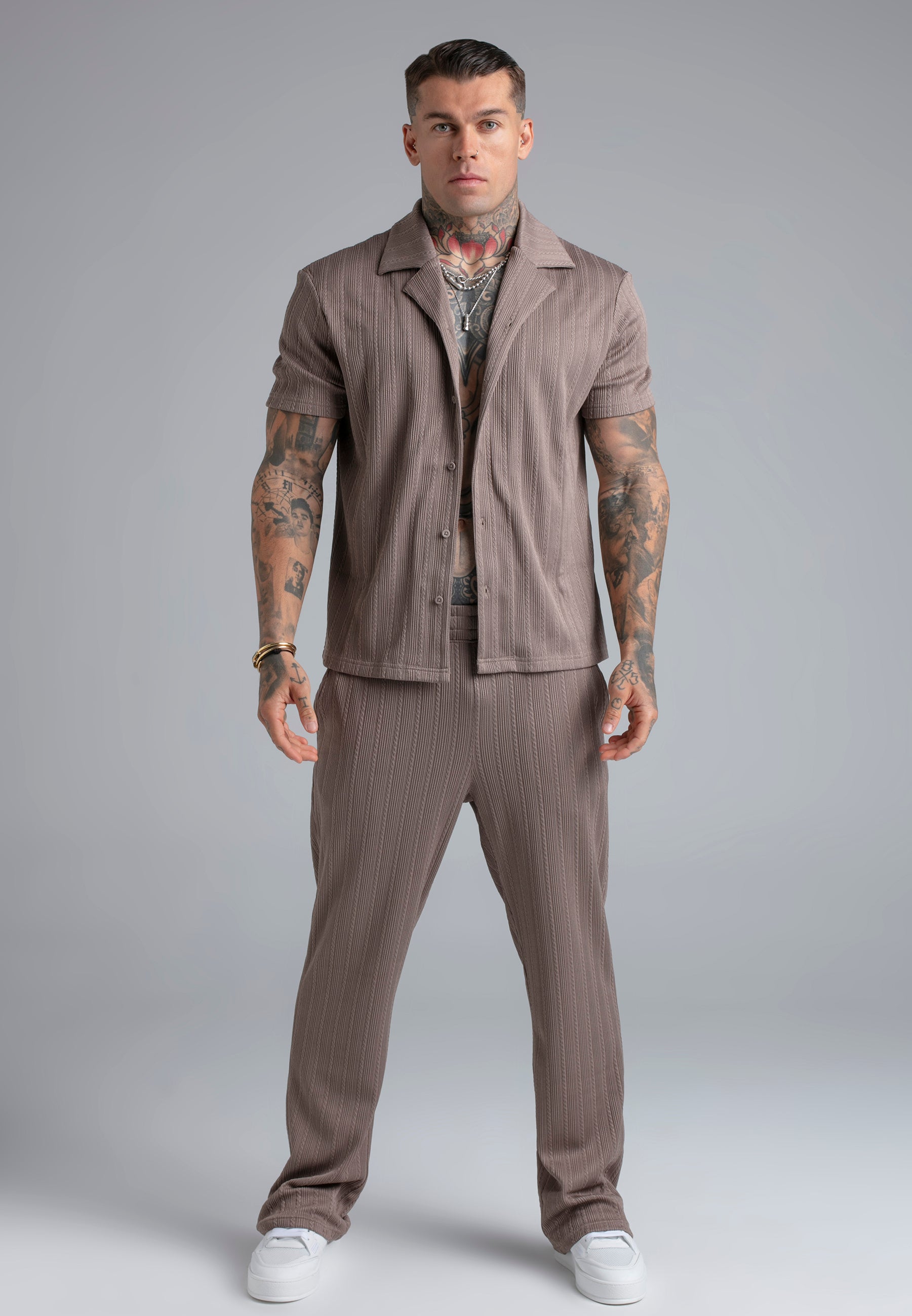 SikSilk Mens Brown Textured Track Pants | SikSilk ES