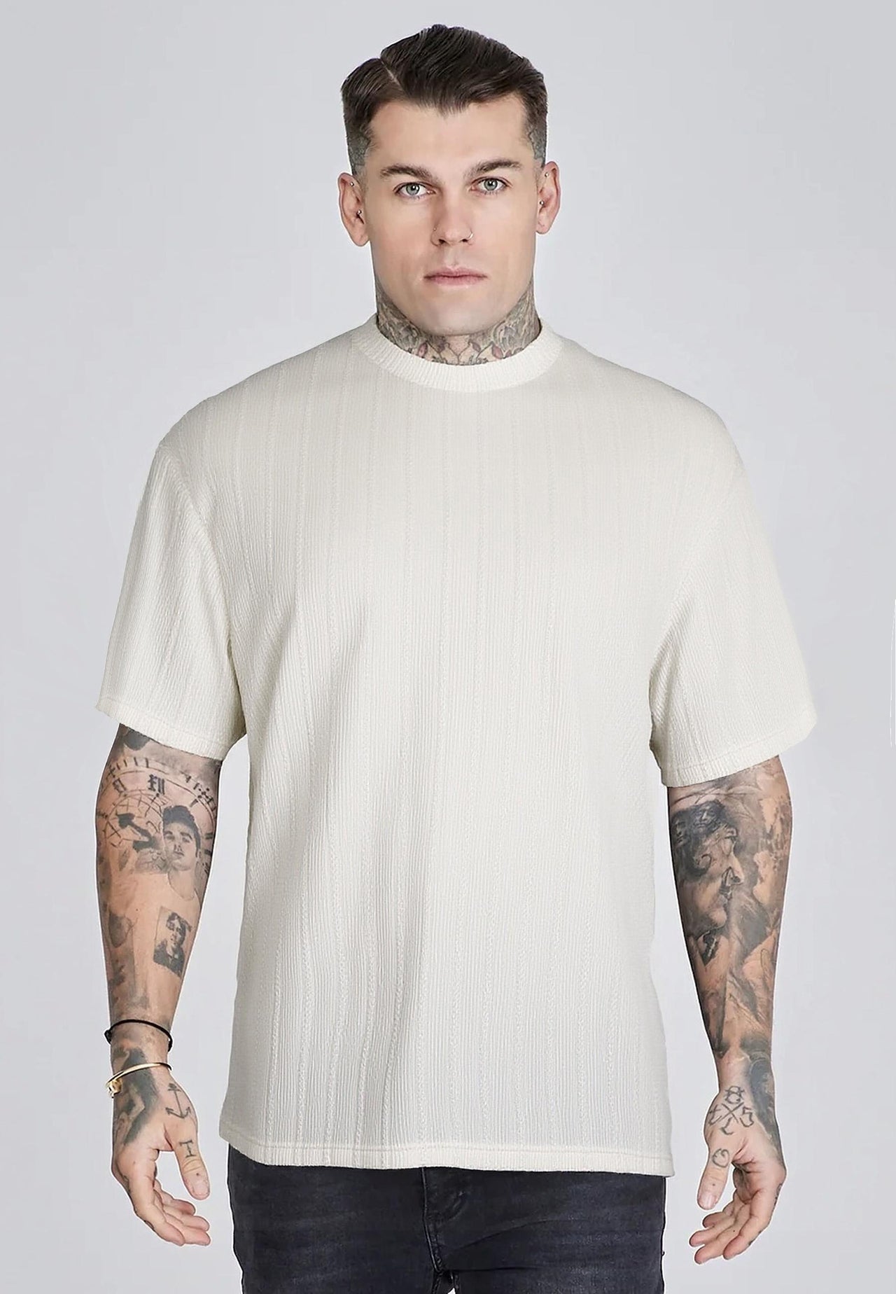 Ecru Textured T-Shirt