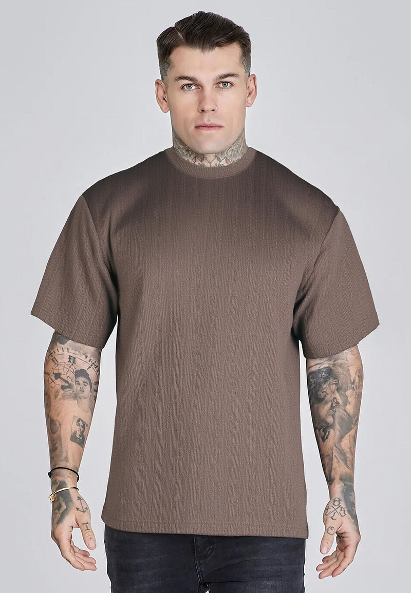 Brown Textured T-Shirt