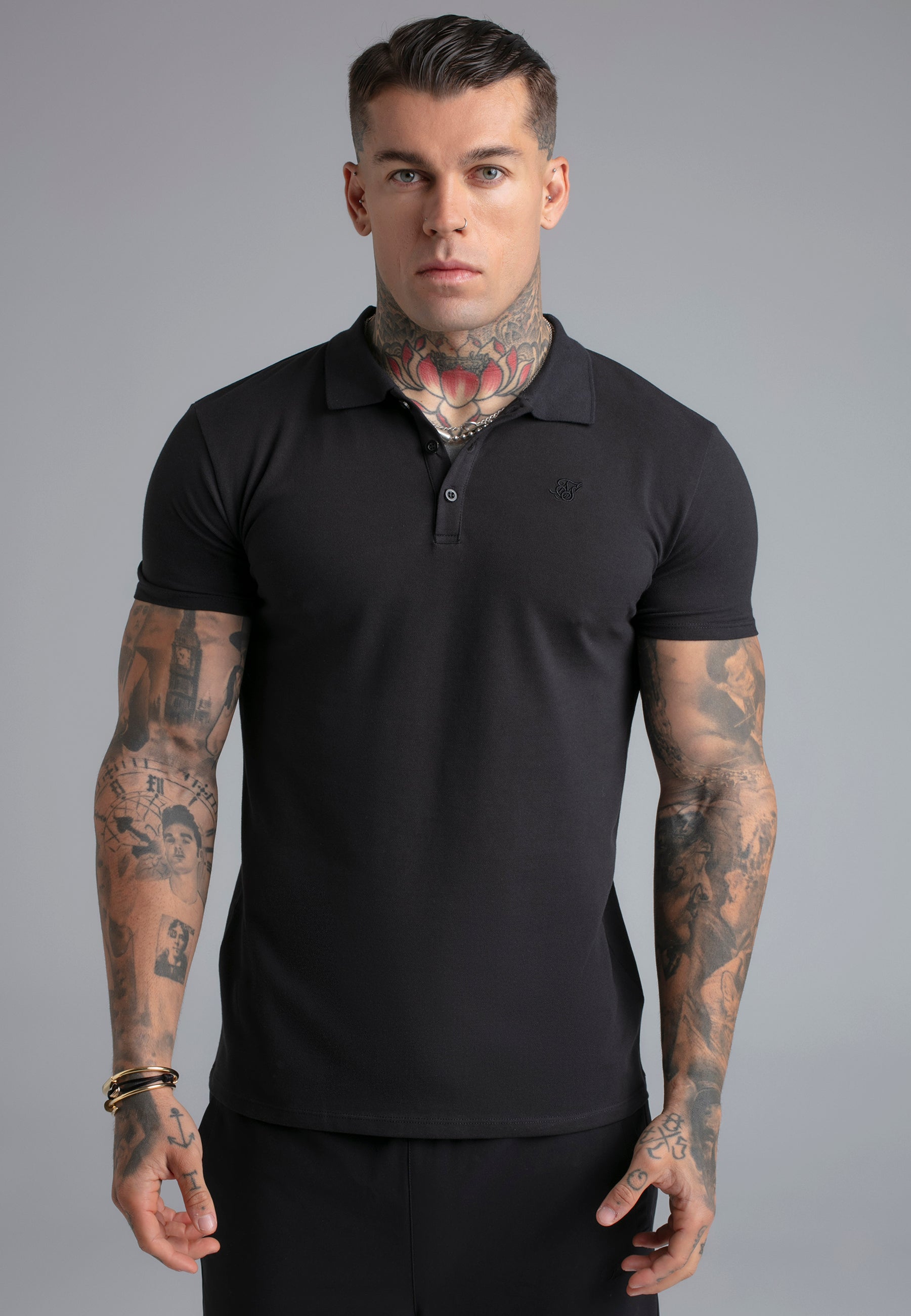 SikSilk Mens Black Polo T-Shirt | SikSilk US