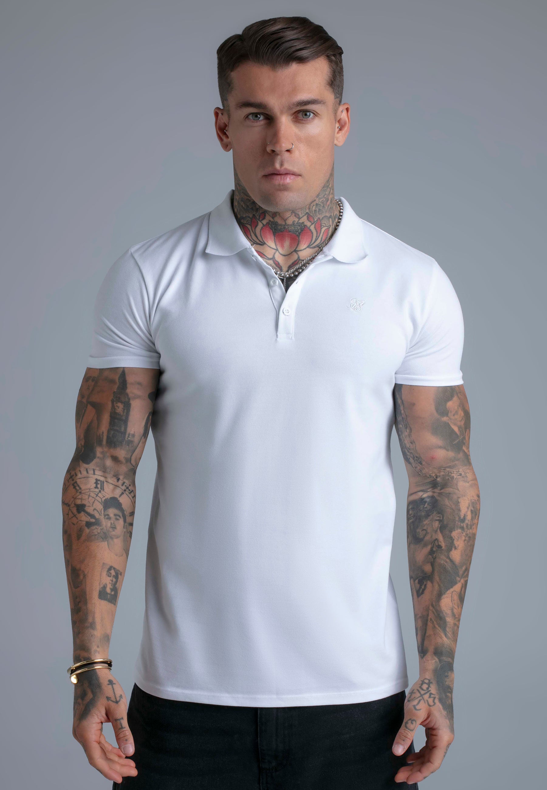 SikSilk Mens White Polo T-Shirt | SikSilk US