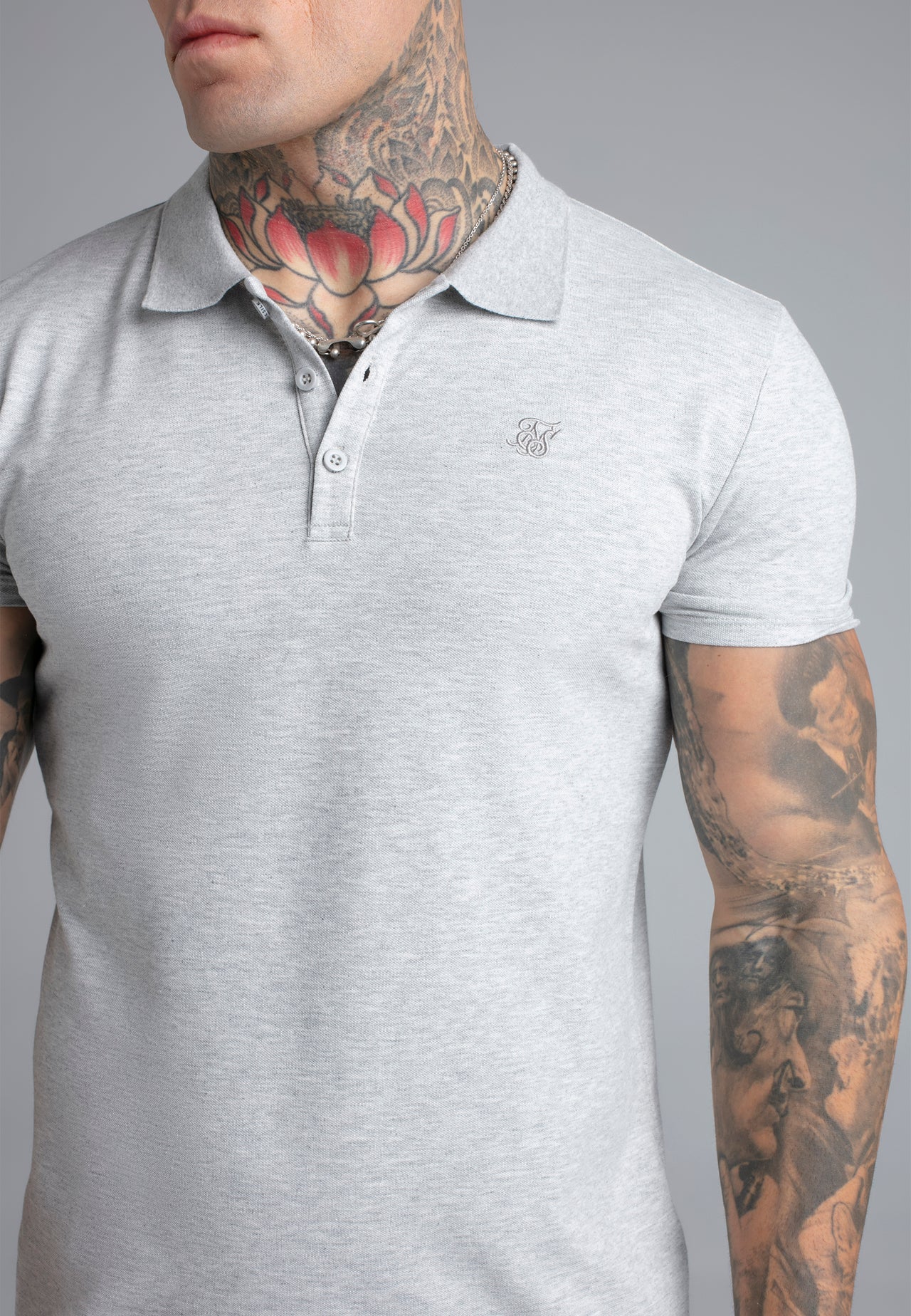 Grey Marl Polo T-Shirt (1)