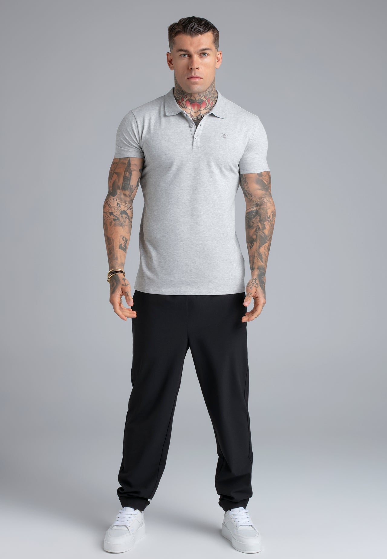 Grey Marl Polo T-Shirt (2)