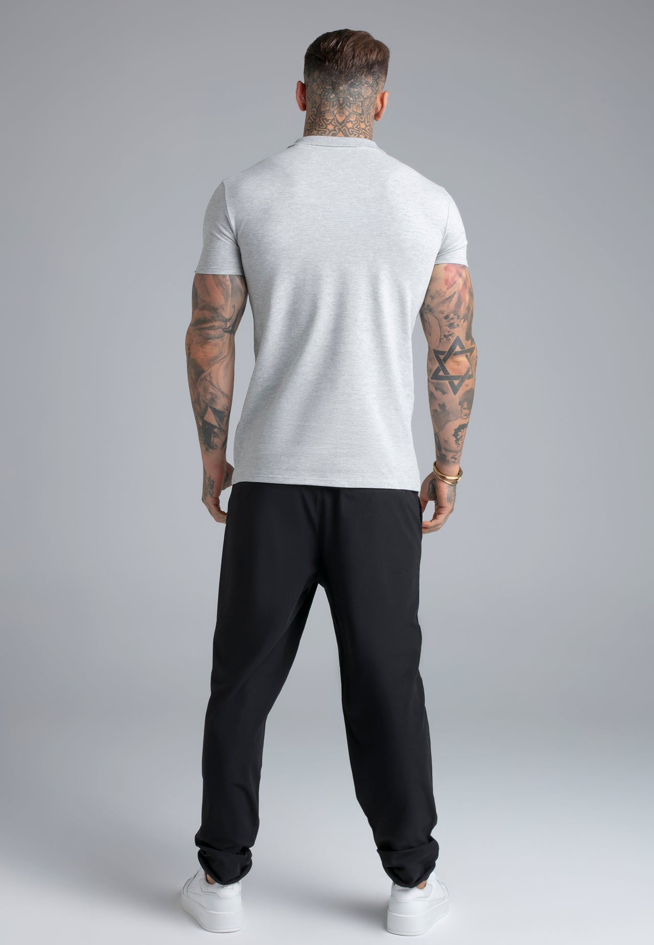 Grey Marl Polo T-Shirt (4)