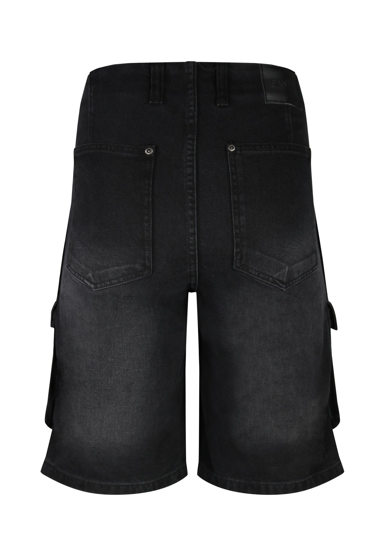 Washed Black Denim Cargo Shorts (6)