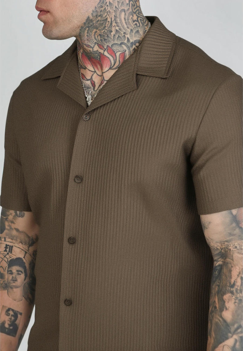 Brown Plisse Shirt