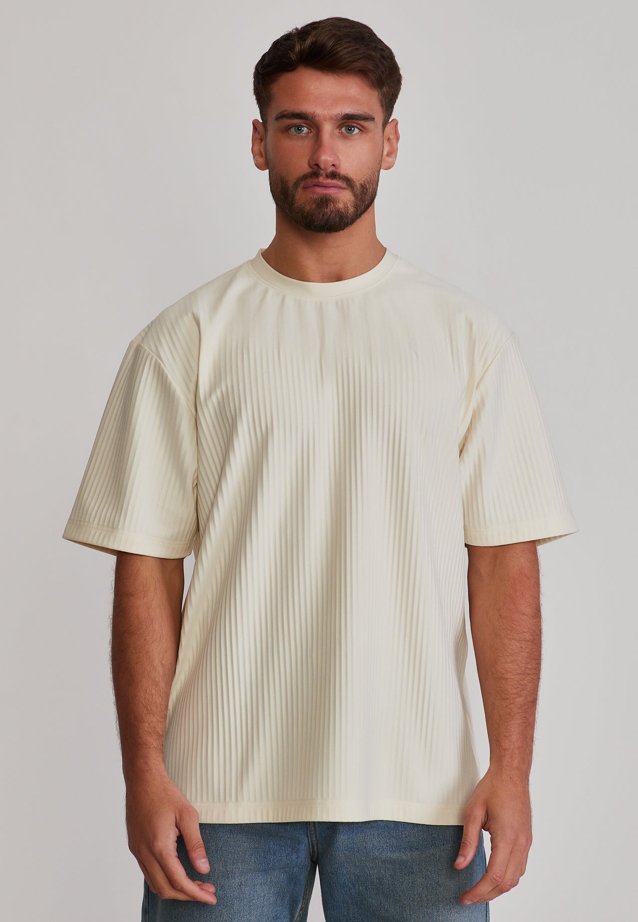 Ecru Plisse T-Shirt