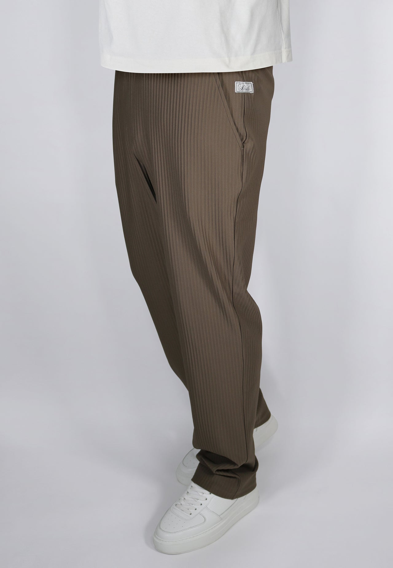 Brown Plisse Track Pants