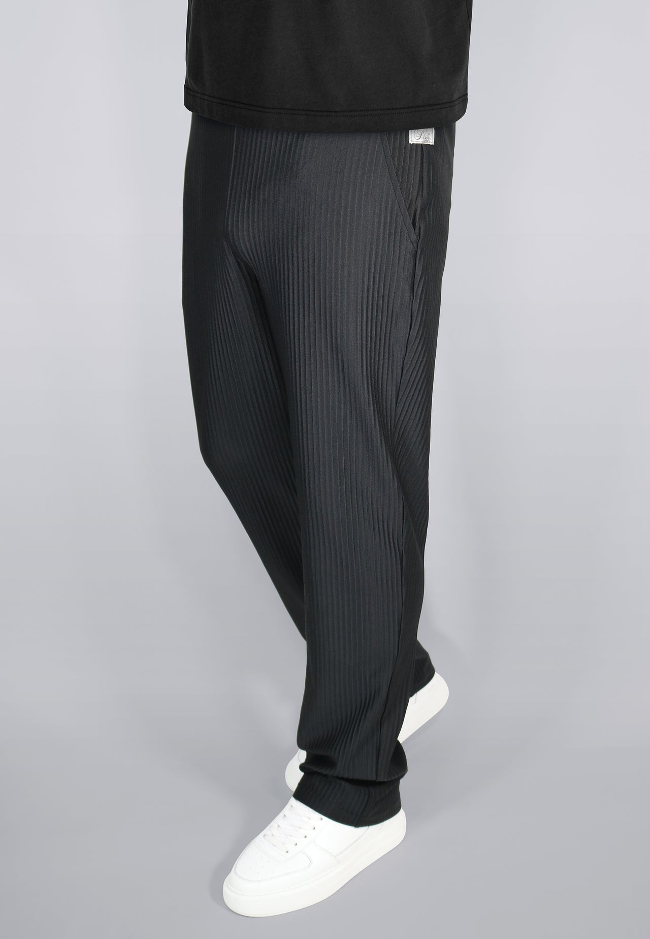 Black Plisse Track Pants