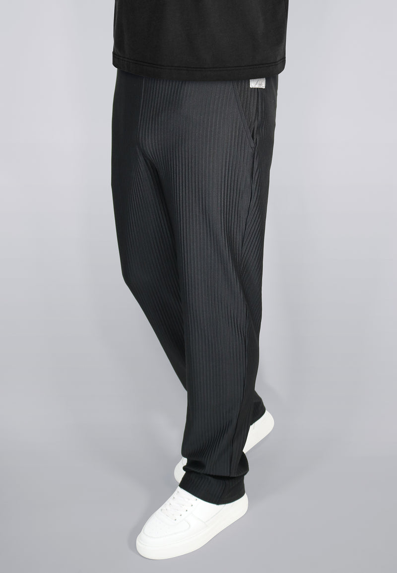 Black Plisse Track Pants