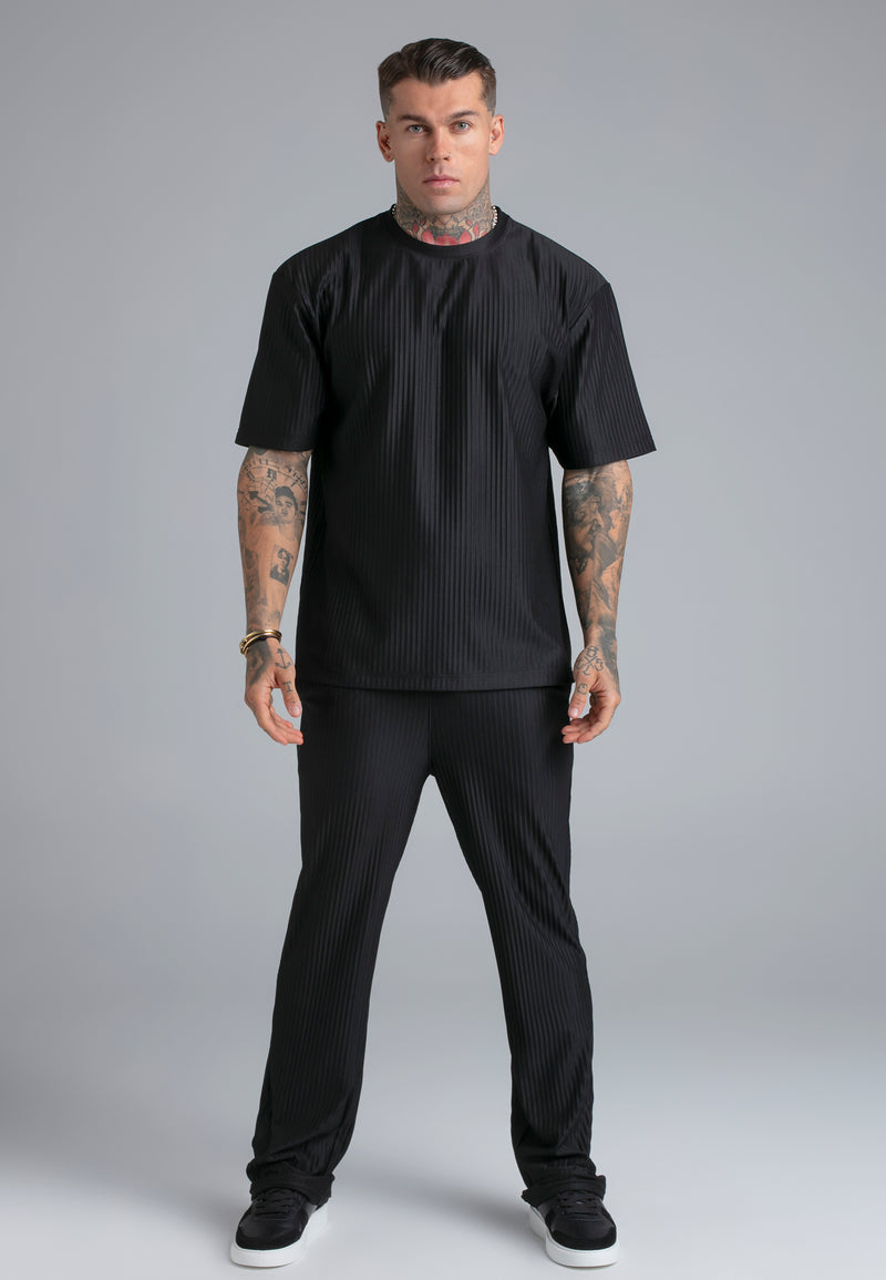 Black Plisse Track Pants (1)