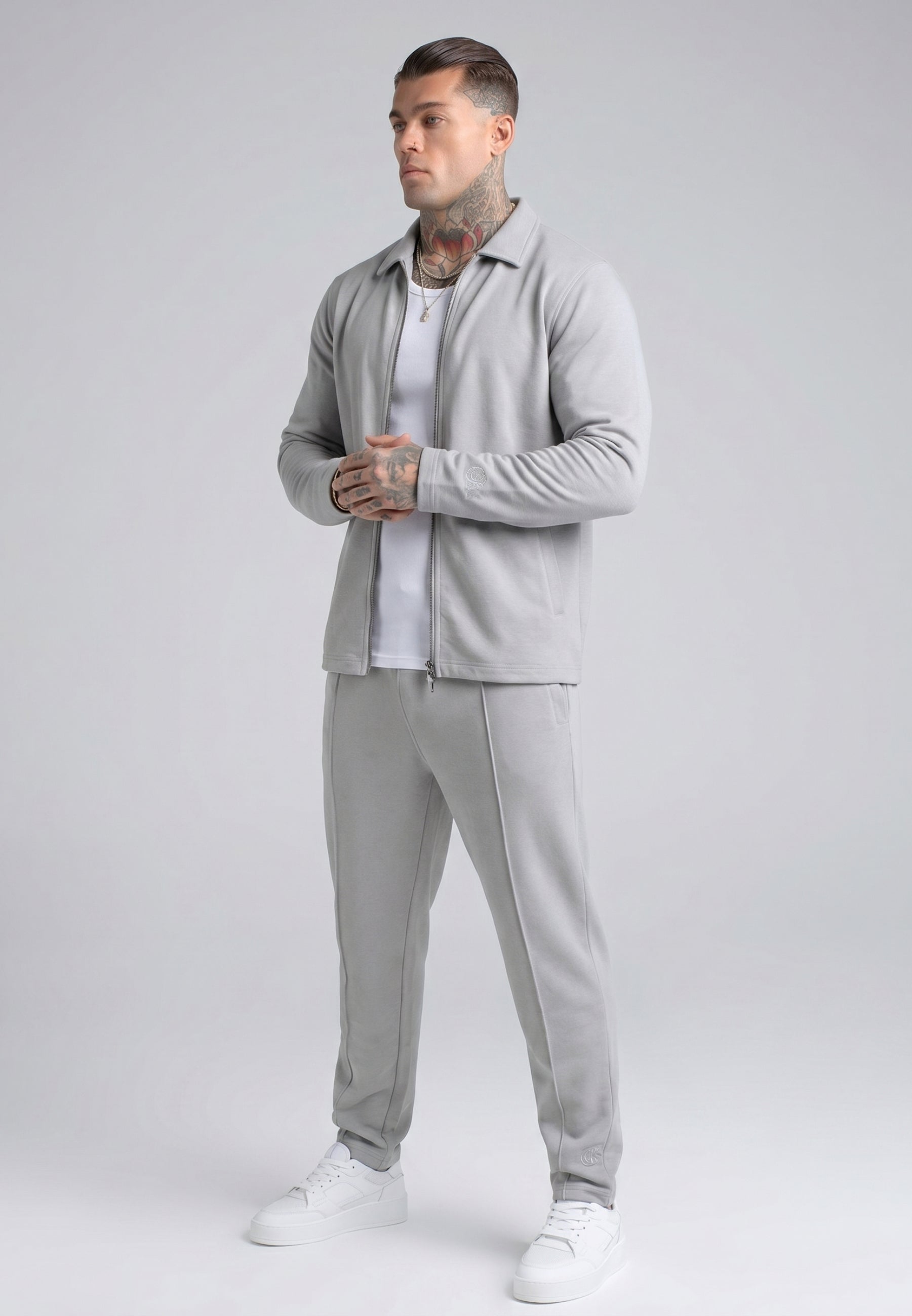 SikSilk Mens Light Grey Smart Overshirt | SikSilk UK