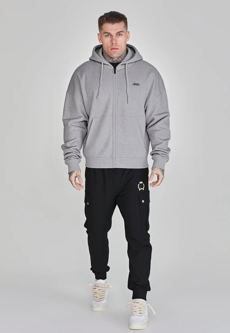 Grey Marl Graphic Full Zip Hoodie