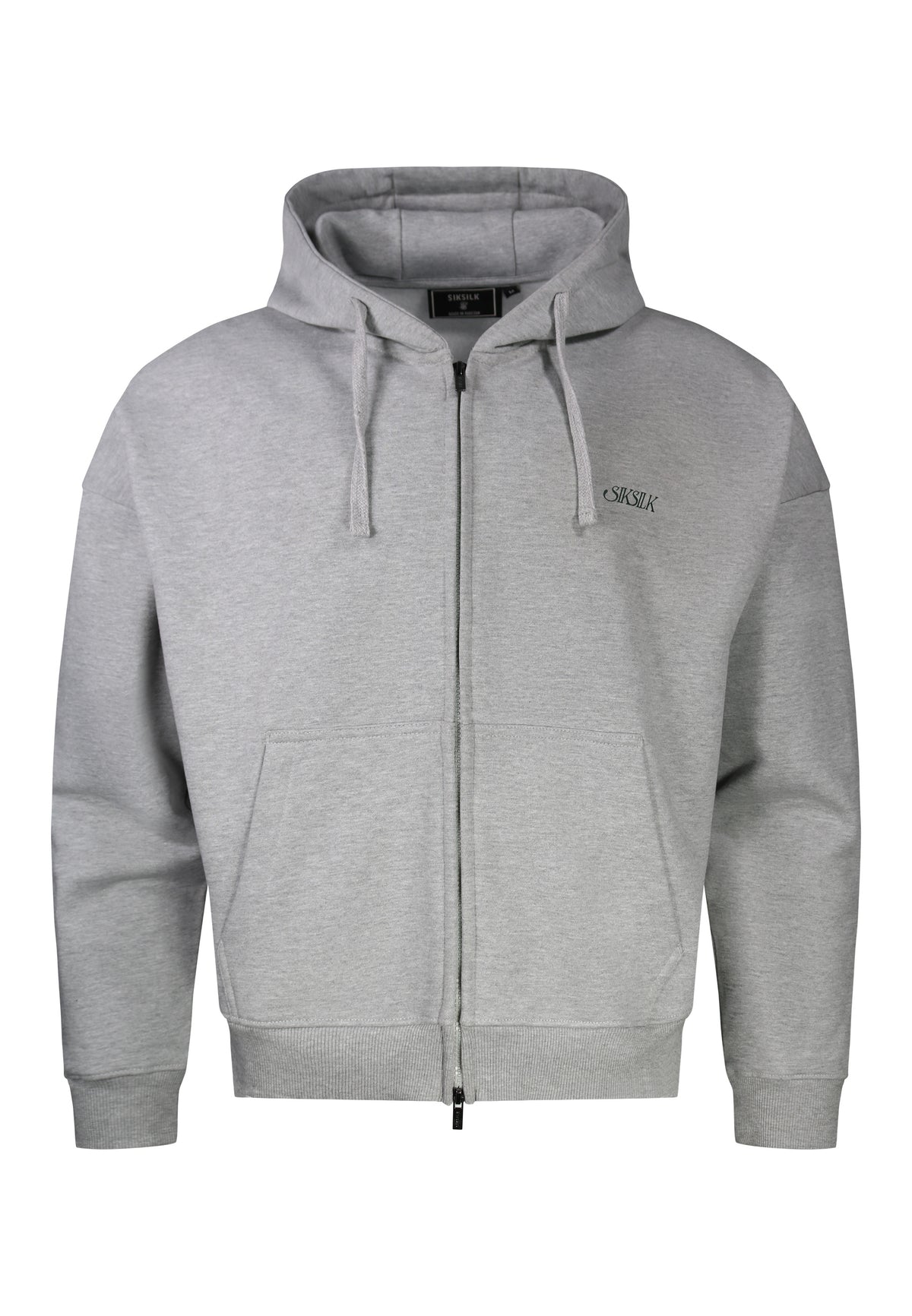 Grey Marl Graphic Full Zip Boxy  Hoodie (5)