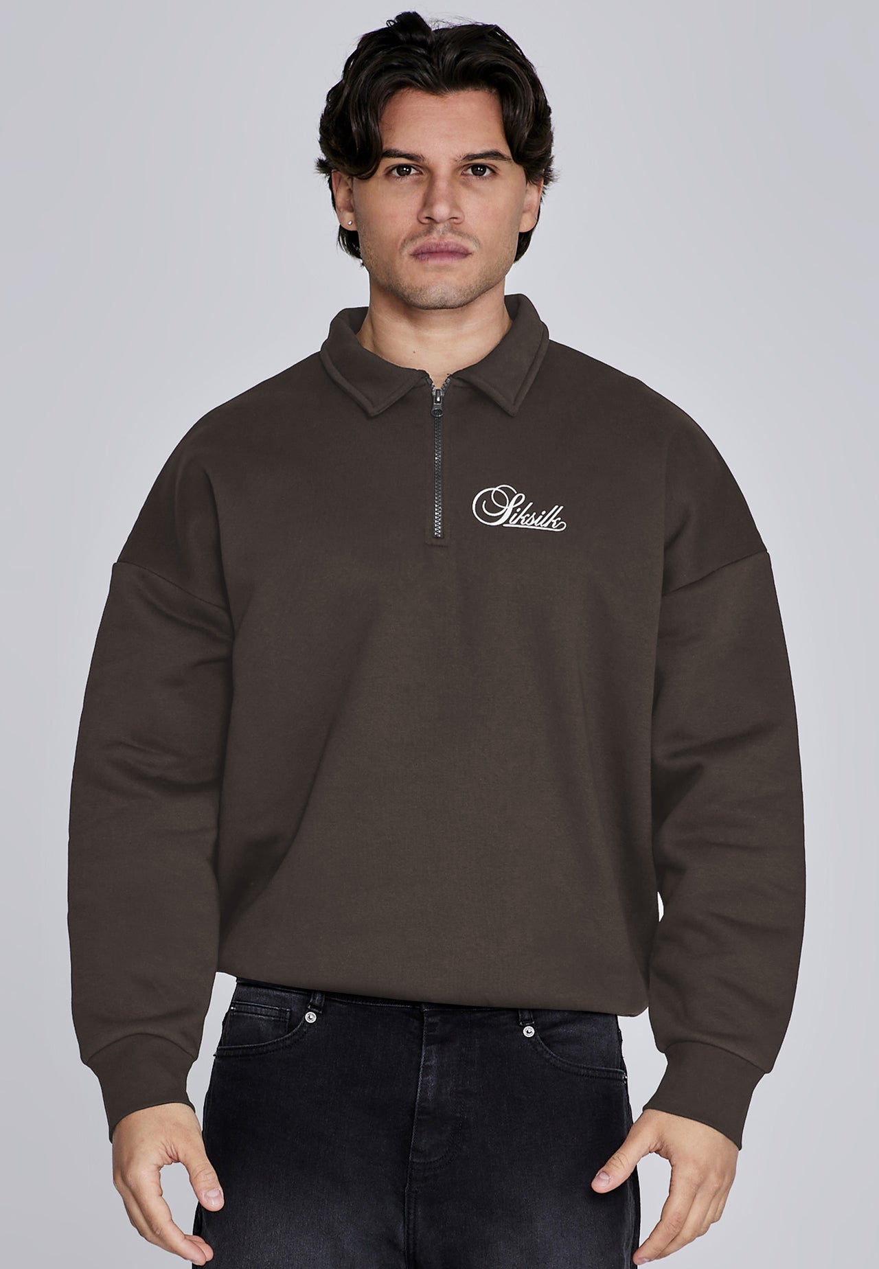 Brown Essentials Polo Sweater