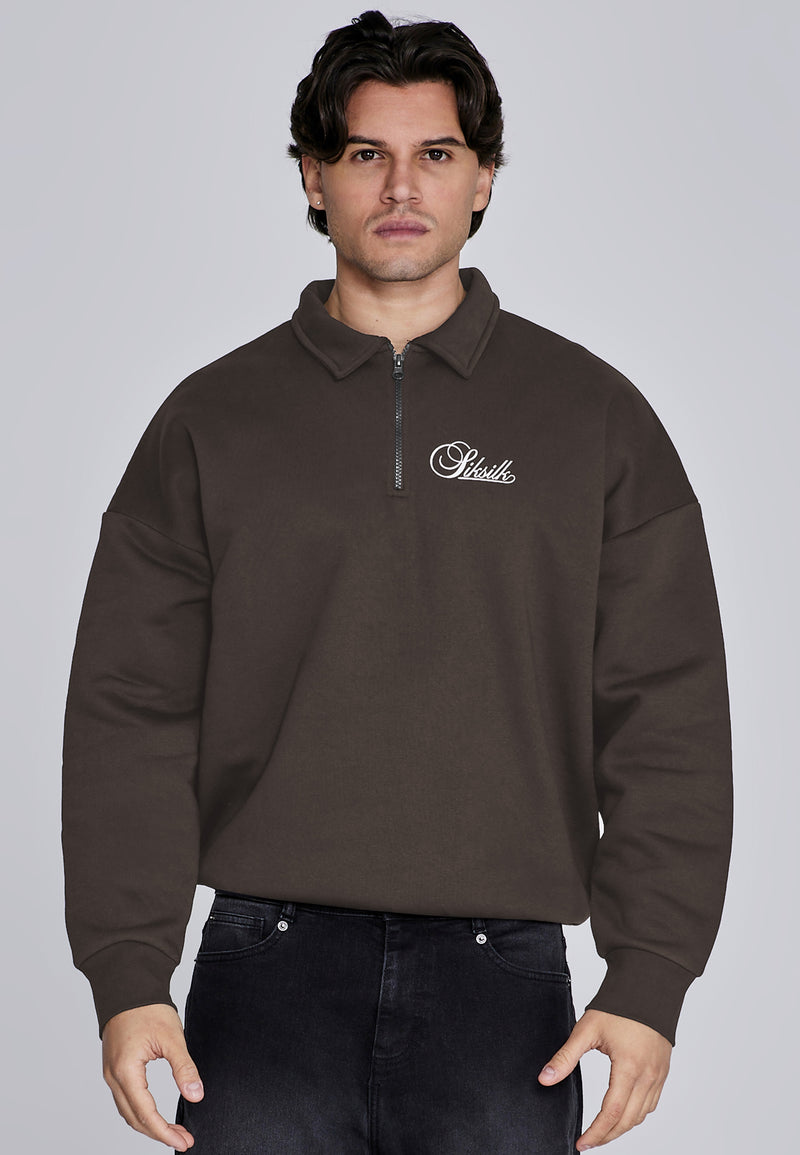 Brown Essentials Polo Sweater