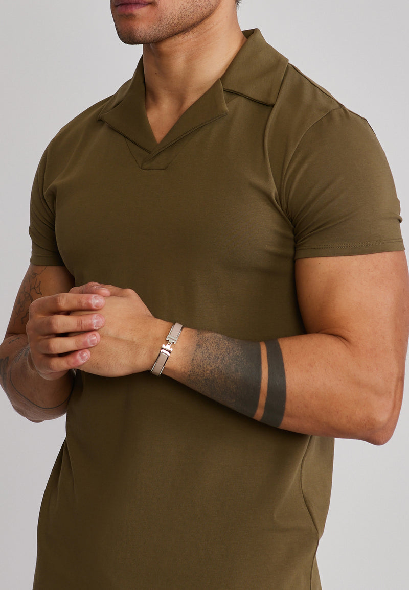 Khaki Green Revere Polo (1)