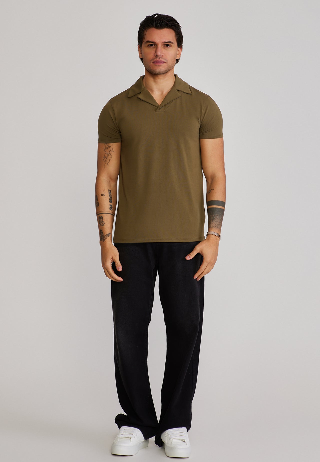 Khaki Green Revere Polo (2)