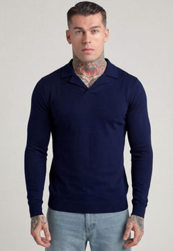 Navy LS Revere Polo