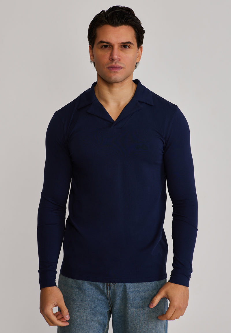 Navy LS Revere Polo