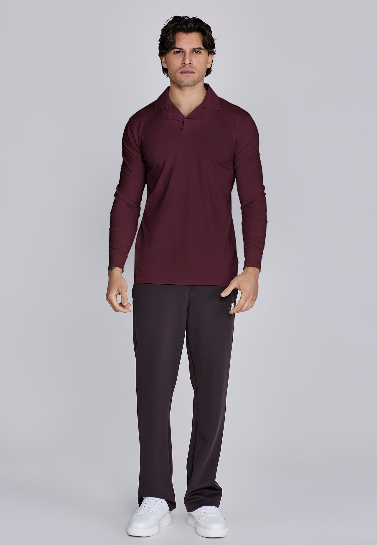 Burgundy LS Revere Polo (2)
