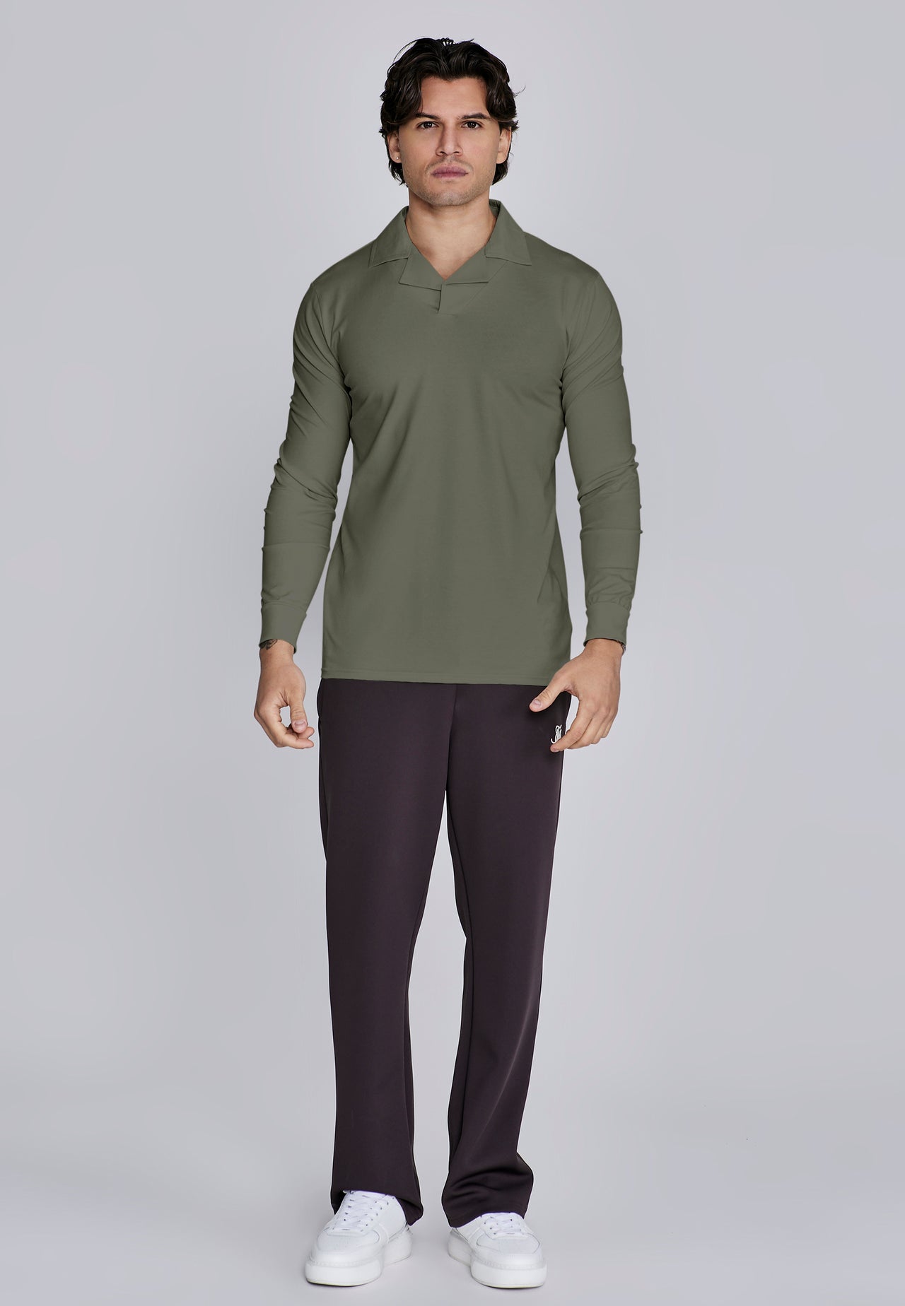 Khaki Green LS Revere Polo (2)