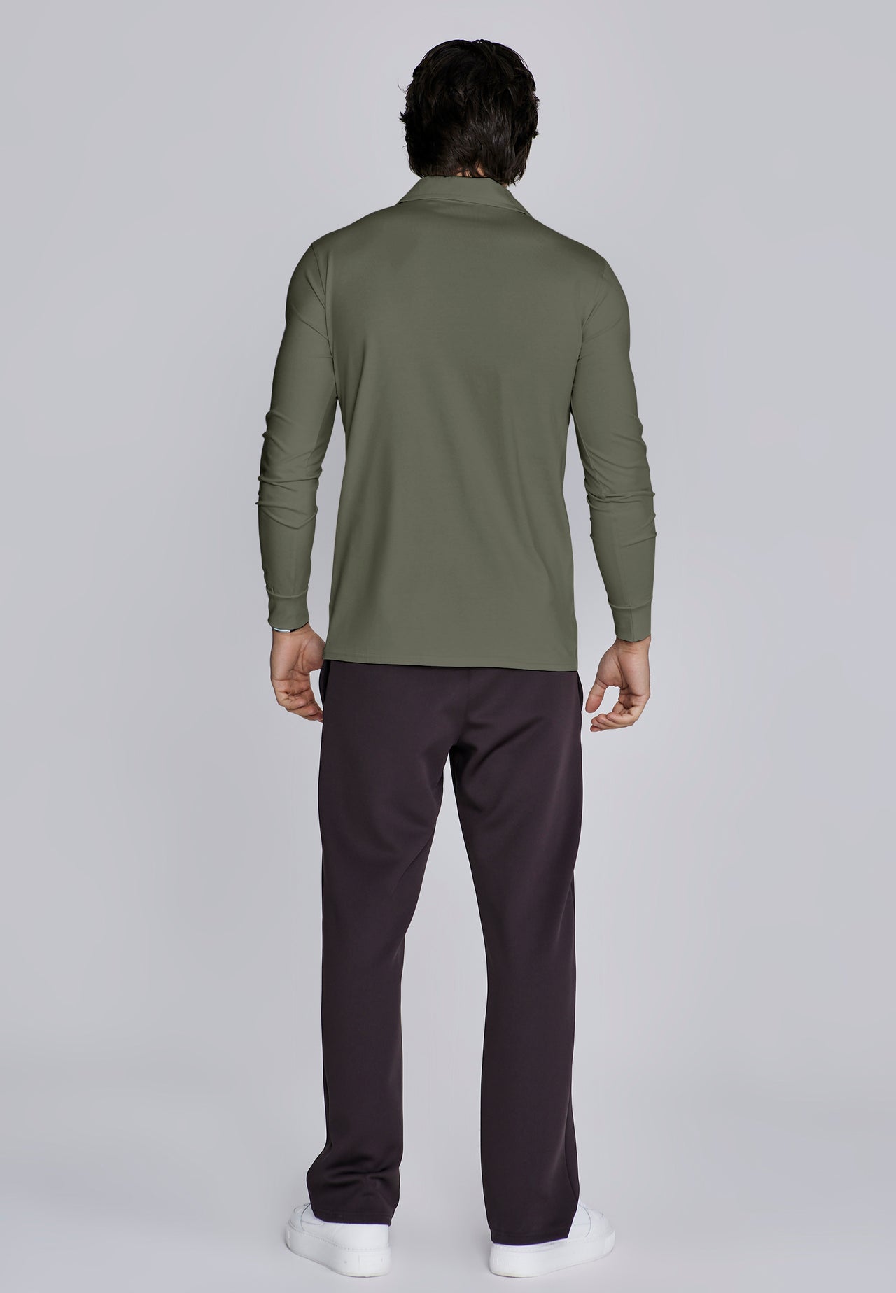 Khaki Green LS Revere Polo (4)