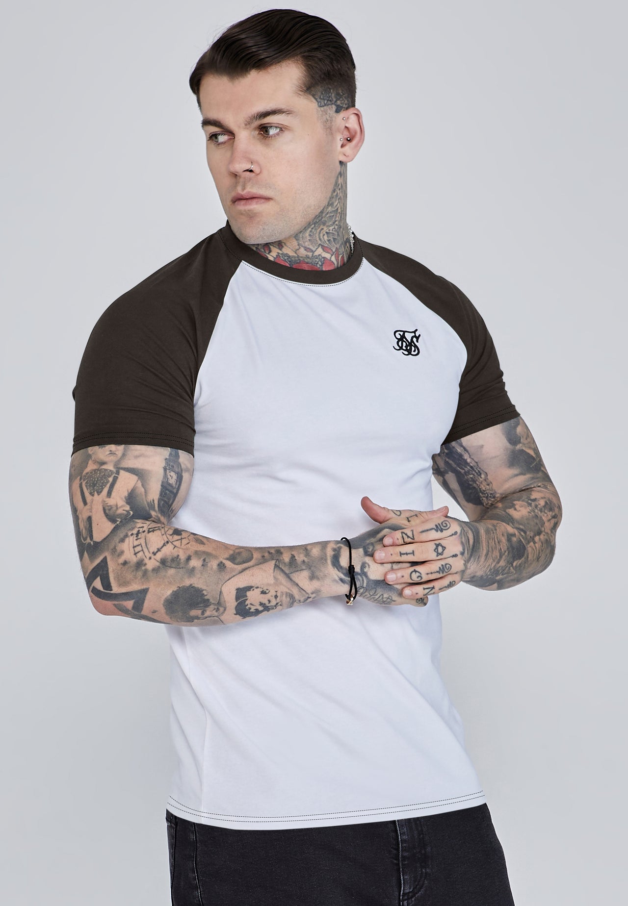 White and Brown Raglan T-Shirt
