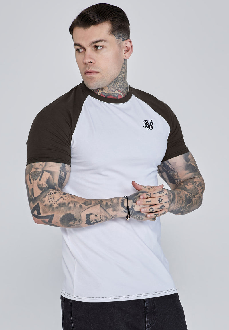 White and Brown Raglan T-Shirt