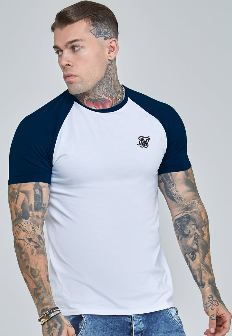 White and Navy Raglan T-Shirt