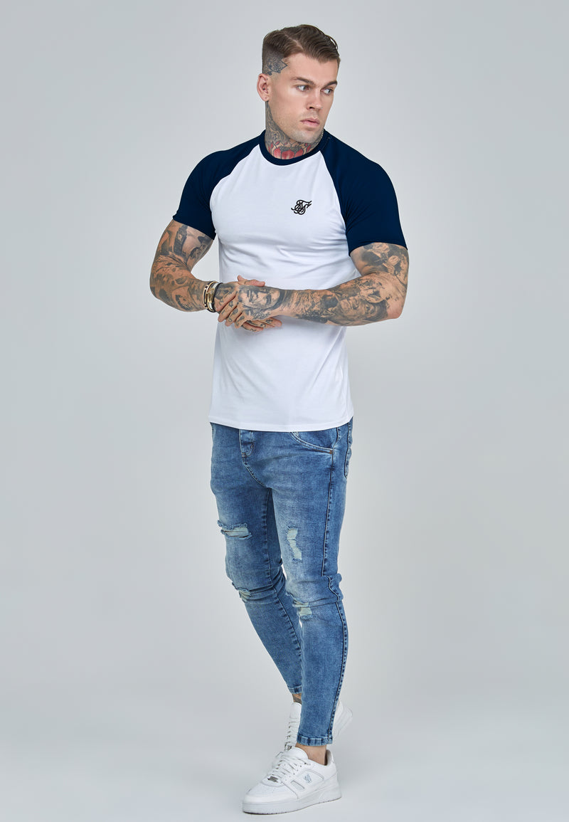 White and Navy Raglan T-Shirt (1)