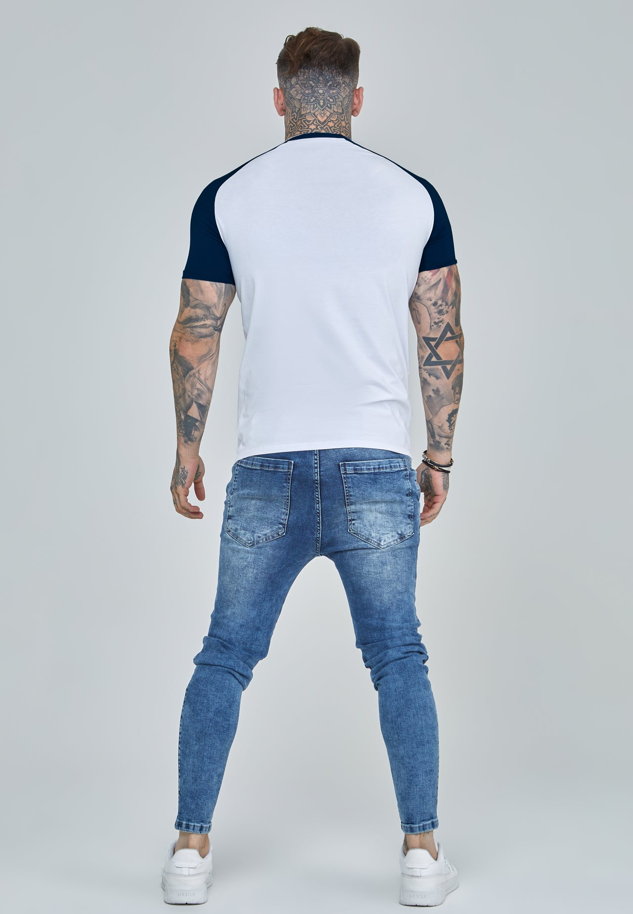 White and Navy Raglan T-Shirt (4)
