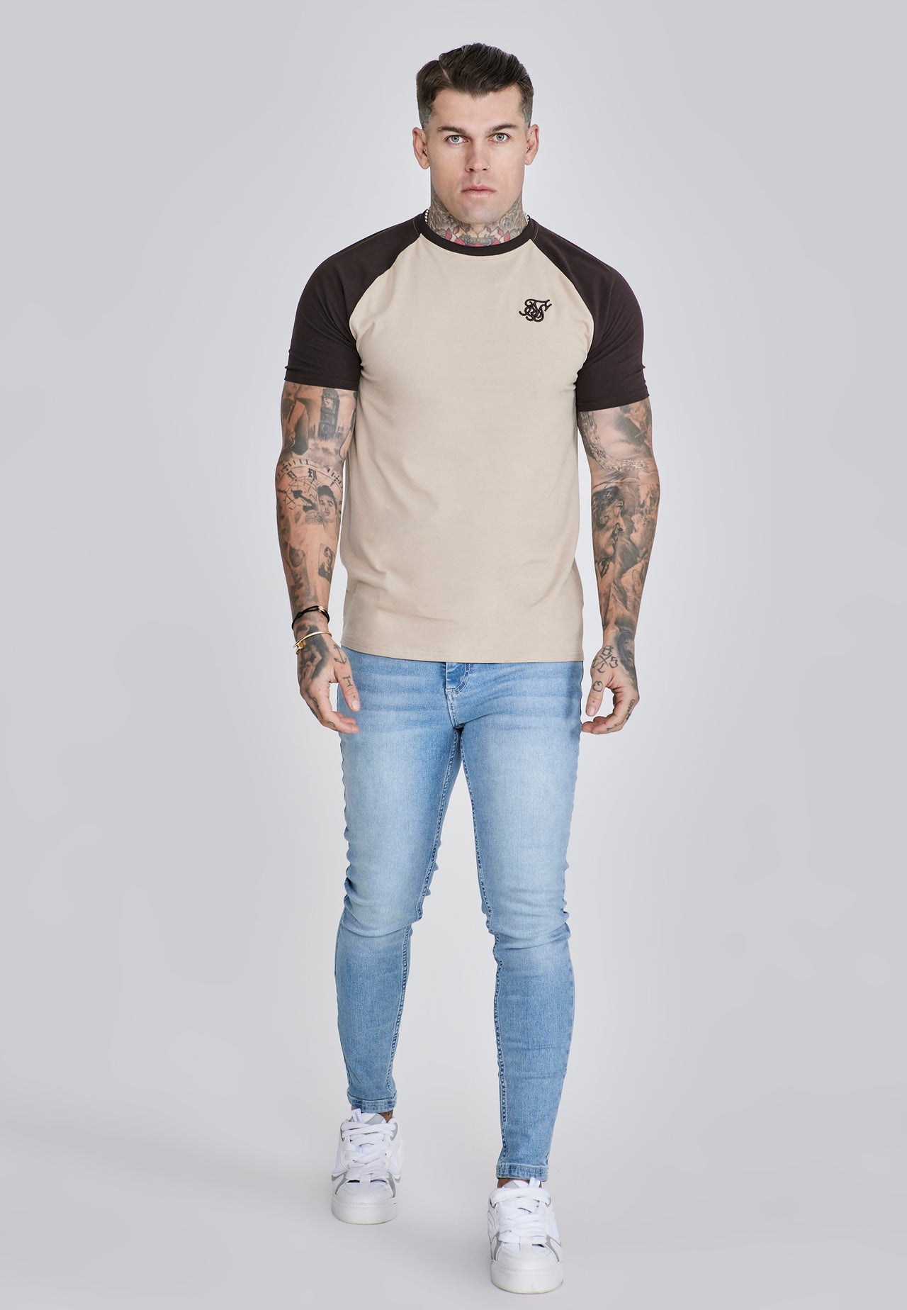 Ecru and Brown Raglan T-Shirt (2)
