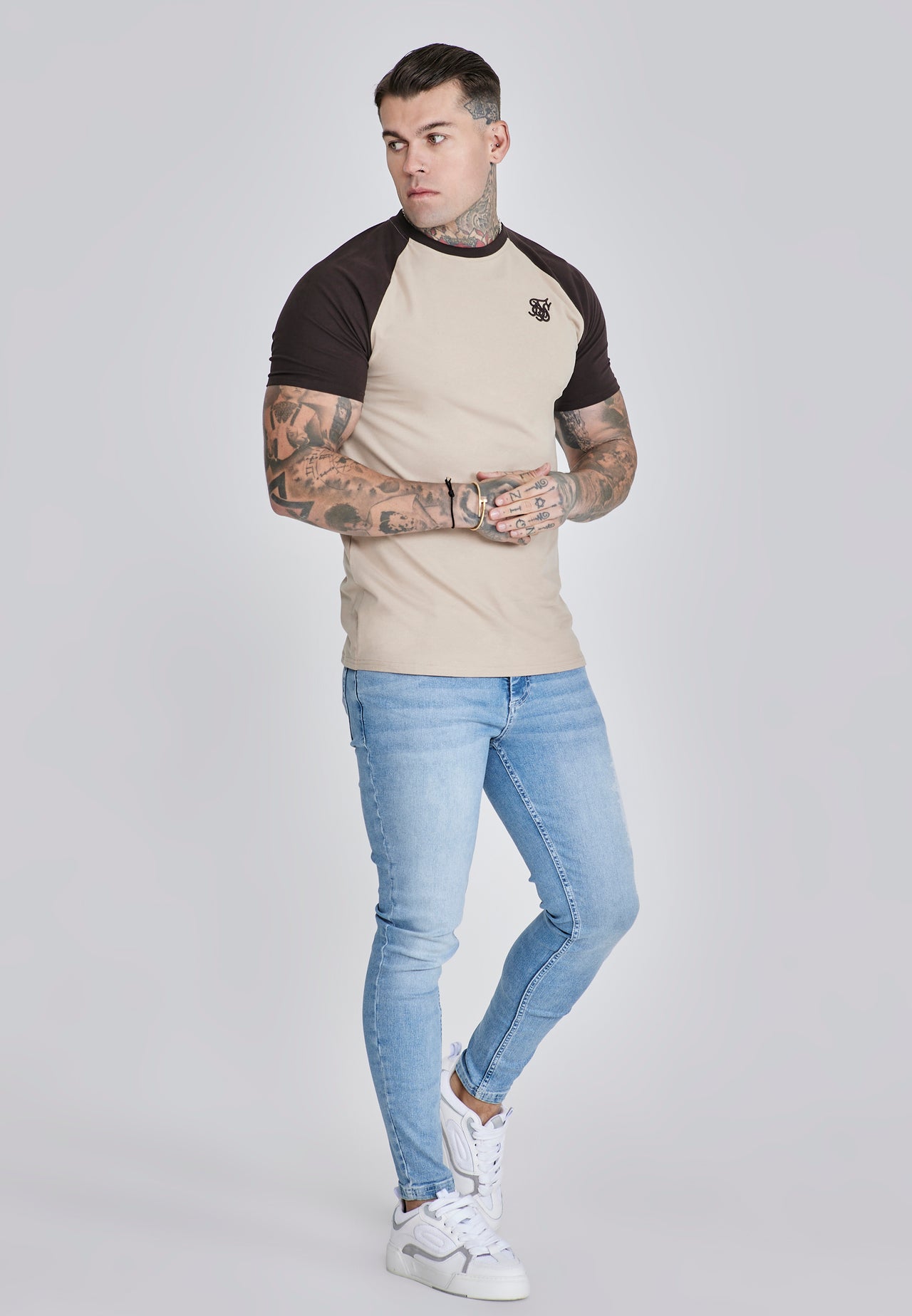 Ecru and Brown Raglan T-Shirt (3)